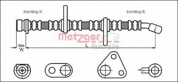 METZGER 4113501 Гальмівний шланг