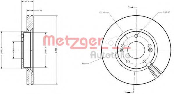 METZGER 6110076 гальмівний диск