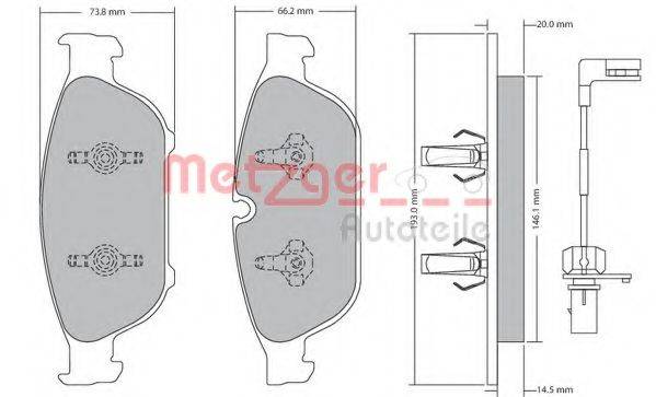 METZGER 1170657 Комплект гальмівних колодок, дискове гальмо