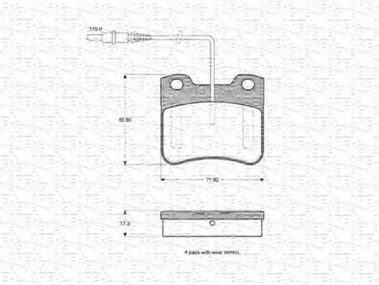 MAGNETI MARELLI 363702160528 Комплект гальмівних колодок, дискове гальмо