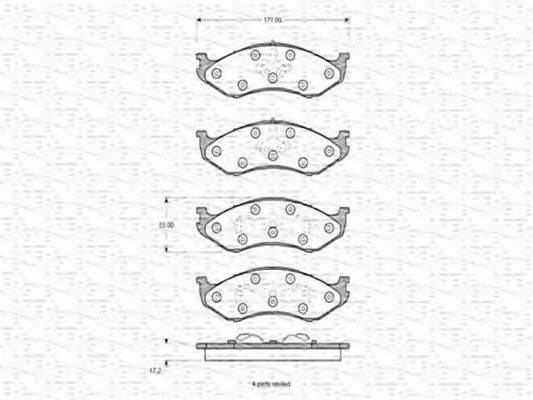 MAGNETI MARELLI 363702160588 Комплект гальмівних колодок, дискове гальмо