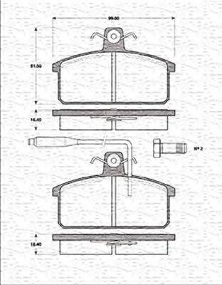 MAGNETI MARELLI 363702161178 Комплект гальмівних колодок, дискове гальмо