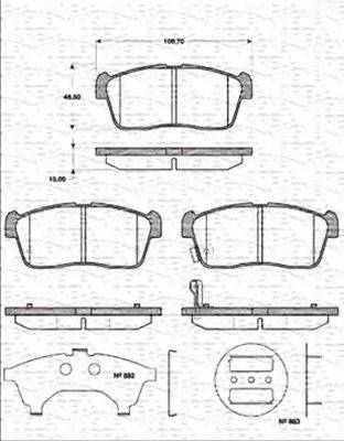 MAGNETI MARELLI 363702161303 Комплект гальмівних колодок, дискове гальмо