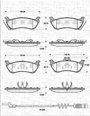 MAGNETI MARELLI 363702161312 Комплект гальмівних колодок, дискове гальмо