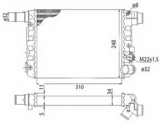 MAGNETI MARELLI 350213500003 Радіатор, охолодження двигуна