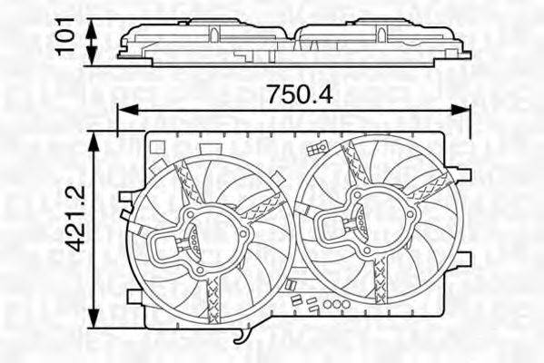 MAGNETI MARELLI 069422458010 Вентилятор, охолодження двигуна